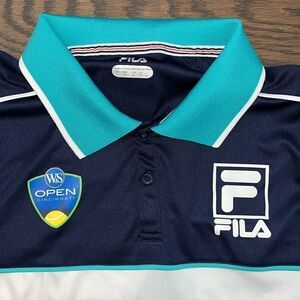 Fila W & S Cincinnati Open Tennis Tournament Blue Aqua Golf Polo shirt L men’s